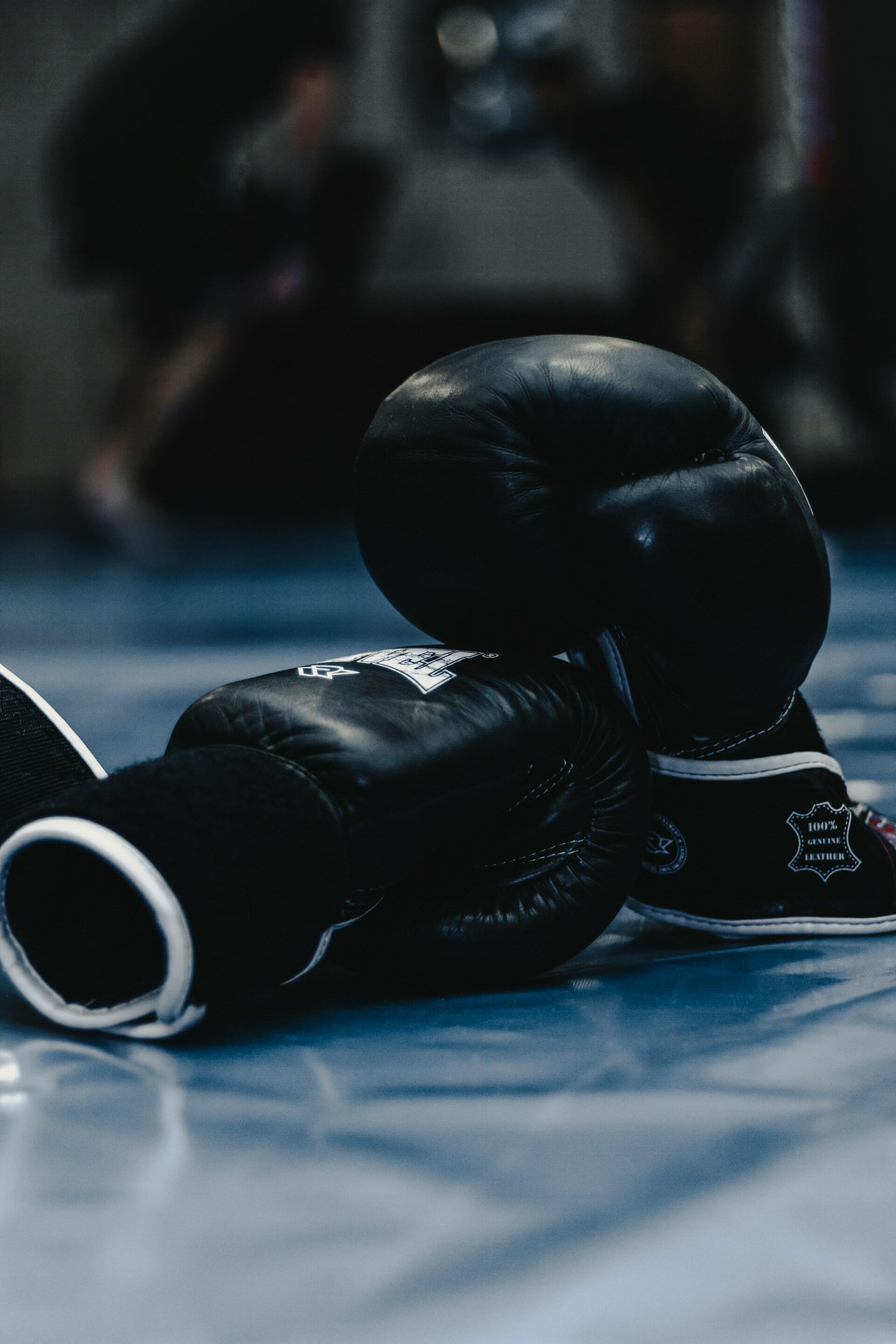 Schwarze Boxhandschuhe.